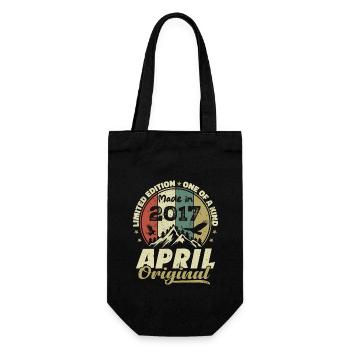 Retro Born In April 2017 Birthday Gift 2017 - Gift Bag for Bottles - black - Front