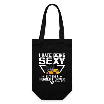 Ich hasse es, sexy zu sein, aber ich bin ein Gabelstaplerfahrer - Geschenkbeutel für Flaschen - Schwarz - Vorne