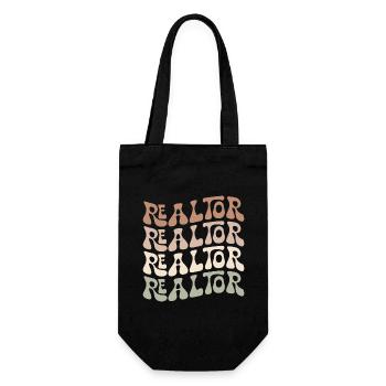 Retro Realtor Immobilienmakler Makler - Geschenkbeutel für Flaschen - Schwarz - Vorne