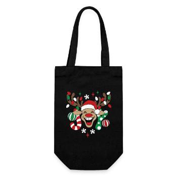 Reindeer Rudolph Christmas Ugly Christmas Sweater - Gift Bag for Bottles - black - Front