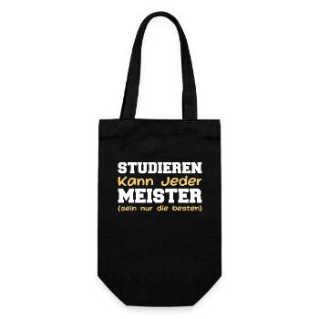 Studieren Kann Jeder Meister Meisterprüfung - Geschenkbeutel für Flaschen - Schwarz - Vorne