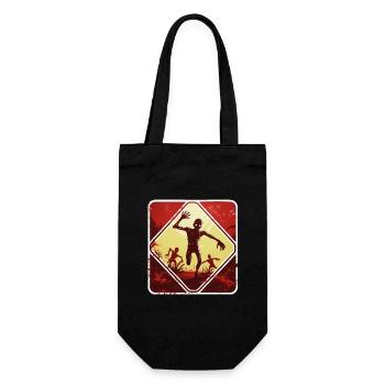 Halloween Zombie Warnschild - Geschenkbeutel für Flaschen - Schwarz - Vorne