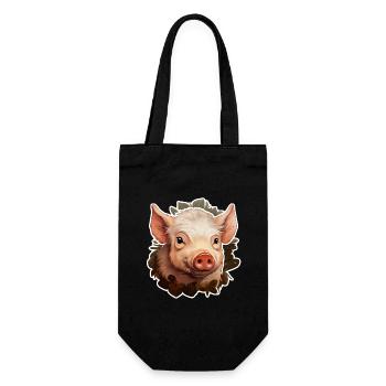 süßes Ferkel - Geschenkbeutel für Flaschen - Schwarz - Vorne