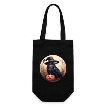 Crow with Pumpkin Halloween 5 - Gift Bag for Bottles - black - Front