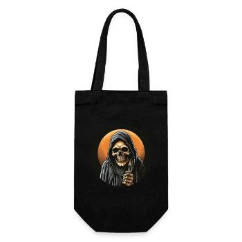 Skelett mit Umhang vor Blutmond Halloween - Geschenkbeutel für Flaschen - Schwarz - Vorne