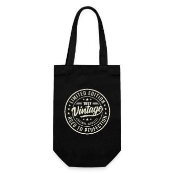 Jahrgang 1977 Geschenk 1977 Retro-Jubiläum 1977 - Geschenkbeutel für Flaschen - Schwarz - Vorne