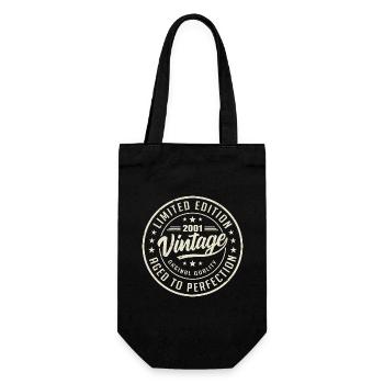 Jahrgang 2001 Geschenk 2001 Retro Geburtstag 2001 - Geschenkbeutel für Flaschen - Schwarz - Vorne