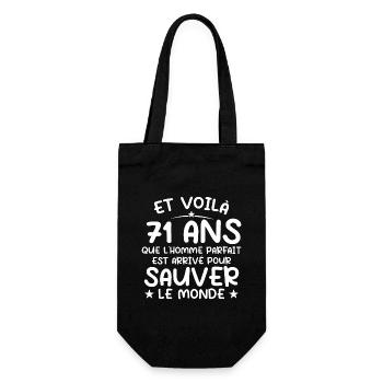 71 Jahre altes Geschenk 71 Jahre originelles Geschenk Mann 71 Jahre alt - Geschenkbeutel für Flaschen - Schwarz - Vorne