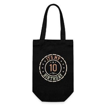 Es ist mein 10-jähriges Jubiläumsgeschenk zum 10-jährigen Jubiläum - Geschenkbeutel für Flaschen - Schwarz - Vorne