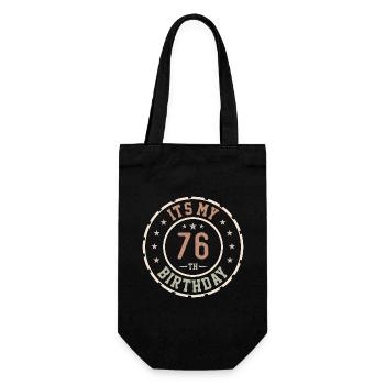 Es ist mein 76. Geburtstagsgeschenk 76 Jahre - Geschenkbeutel für Flaschen - Schwarz - Vorne