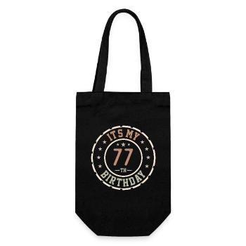 Es ist mein 77. Geburtstagsgeschenk 77 Jahre - Geschenkbeutel für Flaschen - Schwarz - Vorne