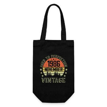 Birthday November 1986 Vintage November Gift - Gift Bag for Bottles - black - Front