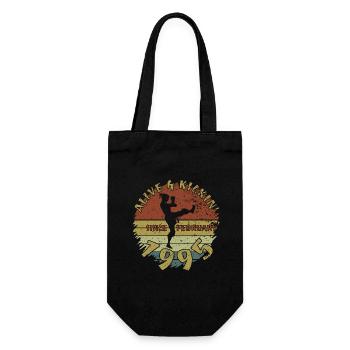 30. Geburtstag Alive and kickin since 02/1995 - Geschenkbeutel für Flaschen - Schwarz - Vorne