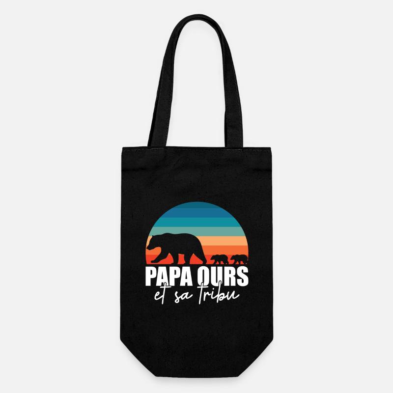 Papa ours - Petits ours - Sac à bouteille - noir