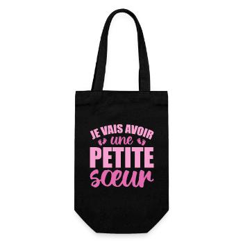 Ich werde eine kleine Schwester haben - Geschenkbeutel für Flaschen - Schwarz - Vorne