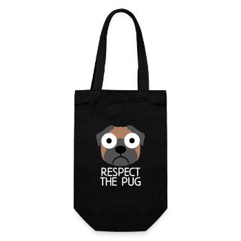 Respektiere den Mops: Mops Hund Zitat - Geschenkbeutel für Flaschen - Schwarz - Vorne
