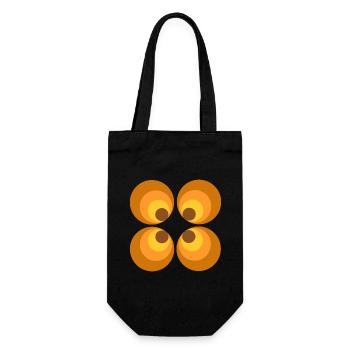70er Jahre Blume Muster - Geschenkbeutel für Flaschen - Schwarz - Vorne