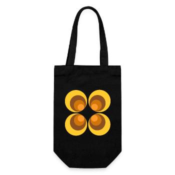 70s Flower Pattern - Gift Bag for Bottles - black - Front