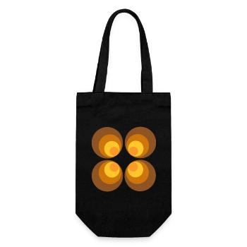 70er Jahre Blume Muster Retro - Geschenkbeutel für Flaschen - Schwarz - Vorne