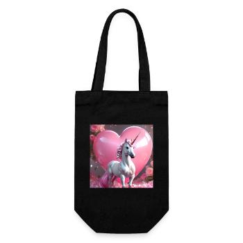 Einhorn pink Herz - Geschenkbeutel für Flaschen - Schwarz - Vorne