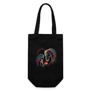 Woman Rider,Equestrian,Riding,Horse,Heart - Gift Bag for Bottles - black - Front