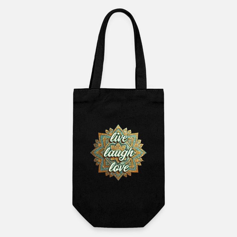 Lebe Liebe Lache Blume des Lebens - Geschenkbeutel für Flaschen - Schwarz