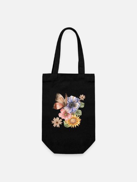 FLEURS & PAPILLON - Sac à bouteille - noir