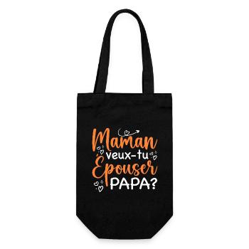 Mama Willst du Papa heiraten - Antrag - Geschenkbeutel für Flaschen - Schwarz - Vorne