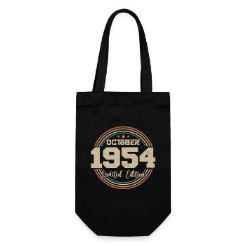 Geboren im Oktober 1954 Retro Jubiläum Oktober 1954 - Geschenkbeutel für Flaschen - Schwarz - Vorne