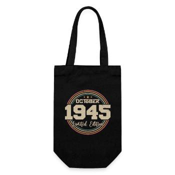 Born October 1945 Retro Birthday October 1945 - Gift Bag for Bottles - black - Front
