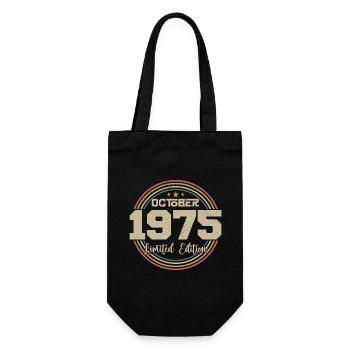 Jahrgang Oktober 1975 Retro Geburtstag Oktober 1975 - Geschenkbeutel für Flaschen - Schwarz - Vorne