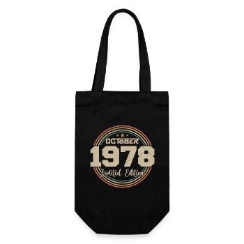 Born in October 1978 Retro Anniversary October 1978 - Gift Bag for Bottles - black - Front