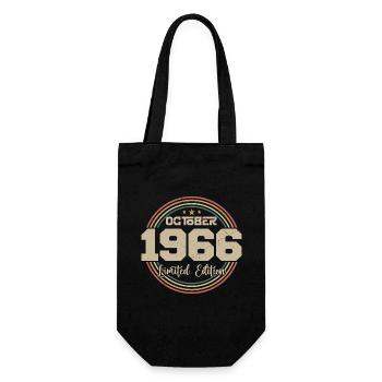 Born in October 1966 Retro Anniversary October 1966 - Gift Bag for Bottles - black - Front