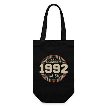 Born in October 1992 Retro Birthday October 1992 - Gift Bag for Bottles - black - Front