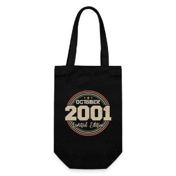 Born in October 2001 Retro Birthday October 2001 - Gift Bag for Bottles - black - Front