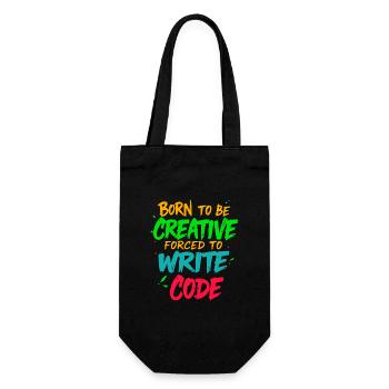 Geboren, um kreativ zu sein Gezwungen, Code zu schreiben T-Shirt - Geschenkbeutel für Flaschen - Schwarz - Vorne