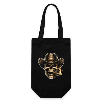 Crâne cool avec cigare et chapeau de cow-boy Stetson - Sac à bouteille - noir - Devant