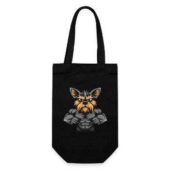 Yorkshire Terrier Dog Muscles Bodybuilding - Gift Bag for Bottles - black - Front
