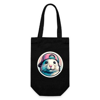 Hamster with cap in pastel - Gift Bag for Bottles - black - Front