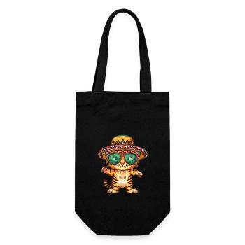 Tiger Comic Lustig Sombrero - Geschenkbeutel für Flaschen - Schwarz - Vorne