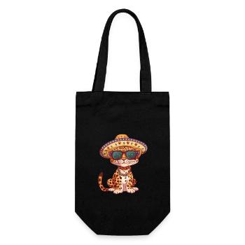 Leopard Comic Lustig Sombrero - Geschenkbeutel für Flaschen - Schwarz - Vorne