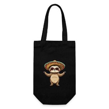 Faultier Lustig Sombrero - Geschenkbeutel für Flaschen - Schwarz - Vorne