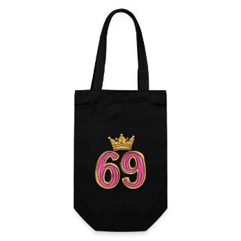 69 Zahl Krone - Geschenkbeutel für Flaschen - Schwarz - Vorne