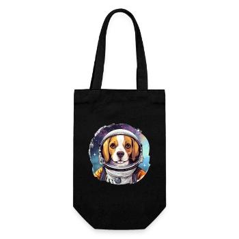Hund als Astronaut - Geschenkbeutel für Flaschen - Schwarz - Vorne