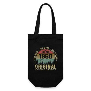 1960 June 1960 Birthday June 1960 June Gift - Gift Bag for Bottles - black - Front
