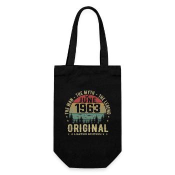 1963 June 1963 Birthday June 1963 June Gift - Gift Bag for Bottles - black - Front