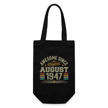 Août 1947 Anniversaire Août 1947 August 1947 Rétro - Sac à bouteille - noir - Devant
