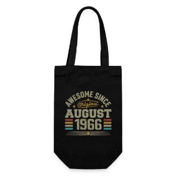 August 1966 Geburtstag August 1966 August 1966 Retro - Geschenkbeutel für Flaschen - Schwarz - Vorne