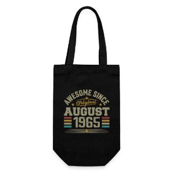 August 1965 Birthday August 1965 August 1965 Retro - Gift Bag for Bottles - black - Front