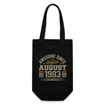 August 1983 Birthday August 1983 August 1983 Retro - Gift Bag for Bottles - black - Front